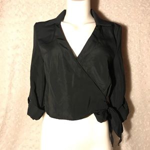 Black shirt with tie on side